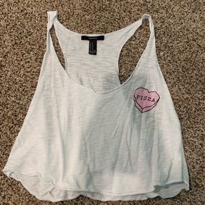 White pizza cropped shirt